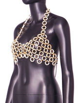 Hand Crafted Shining Sexy Backless Halter Crop Top with Chains, Shining Hot Tops for Club Party