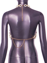 Hand Crafted Shining Sexy Backless Halter Crop Top with Chains, Shining Hot Tops for Club Party