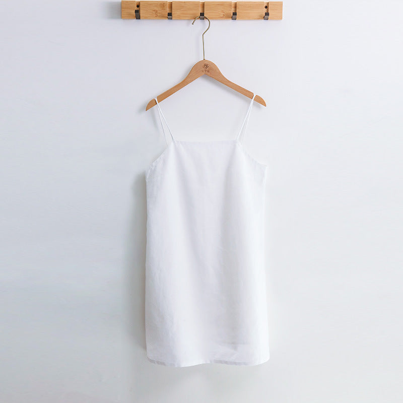 Holiday Style Natural Linen-cotton Basic Slip Dress!  Comfortable Linen Basic Dress loungewear 2305