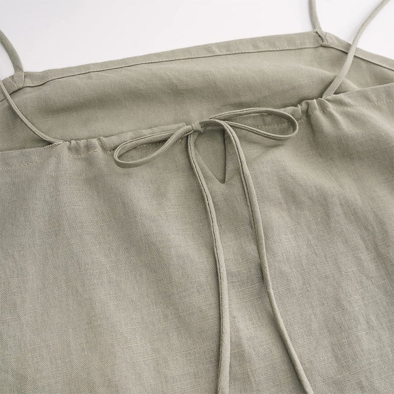 Holiday Style Natural Linen-cotton Basic Slip Dress!  Comfortable Linen Basic Dress loungewear 2305