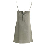 Holiday Style Natural Linen-cotton Basic Slip Dress!  Comfortable Linen Basic Dress loungewear 2305