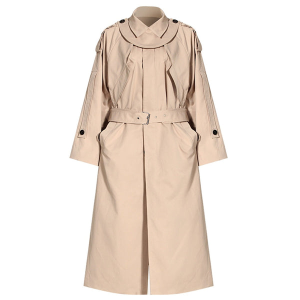 Round Collar Designer style Trench Coat! Chic Fall Winter Overcoat Wind Coat 2311