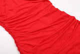 Red Ruffled Hooded Dress! Slim Fitting Hoodie Dress 2311