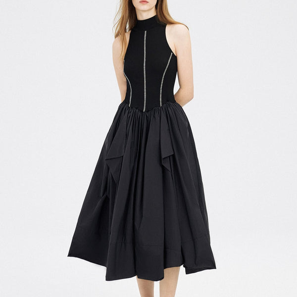 Gothic Style Slim Fitting Sleeveless A-line Black Dress! Women's Fashion Skirt Dress 2304