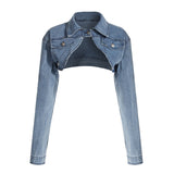 Long Sleeve Jeans Cropped Jacket and Pants! Chic Top Jeans Jacket Celebrity Fashion 2307