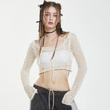 Ripped Fishnet Bikini Cover Sweater Crop Top! Sexy Bikini Cover Knitwear 2308