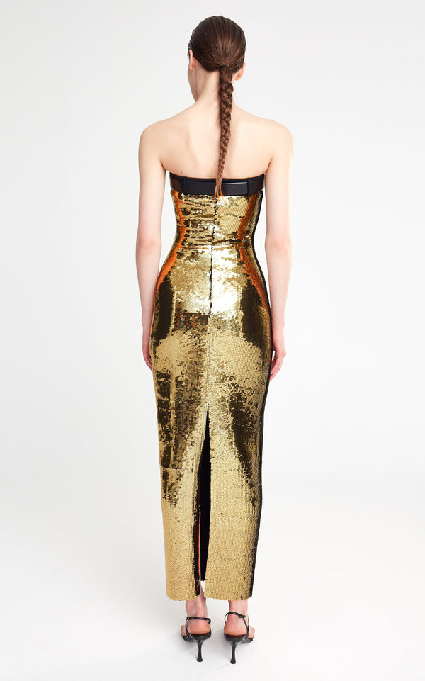 Blingbling Sequins Gold Color Shine Long Strapless Dress! Sexy Sexy Party Dress Hot Fashion 2307
