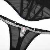 Jewelry Trimmed! Sexy Lingerie Bra Top and Panty 2-Piece Matching Set, Sexy Lingerie Underwear