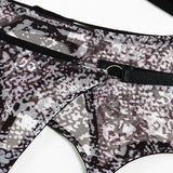 Coffee Snake Skin Pattern! Sexy Lingerie Bra Panty and Garter 3-Piece Matching Set, Sexy Lingerie Underwear