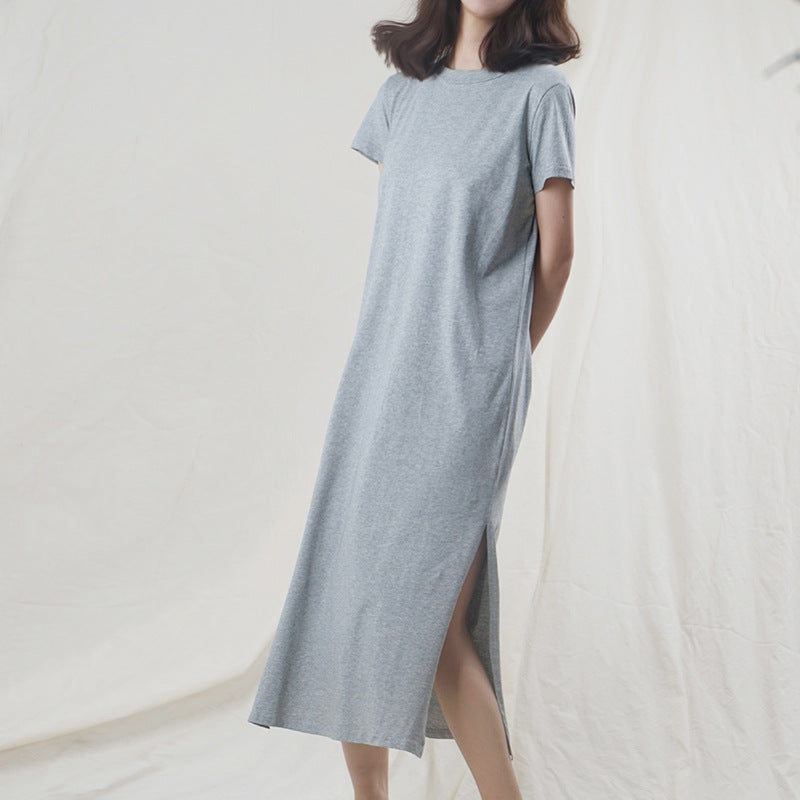 Basic Solid Color Tee Dress!  Comfortable Minimal Shirt Dress loungewear 2305