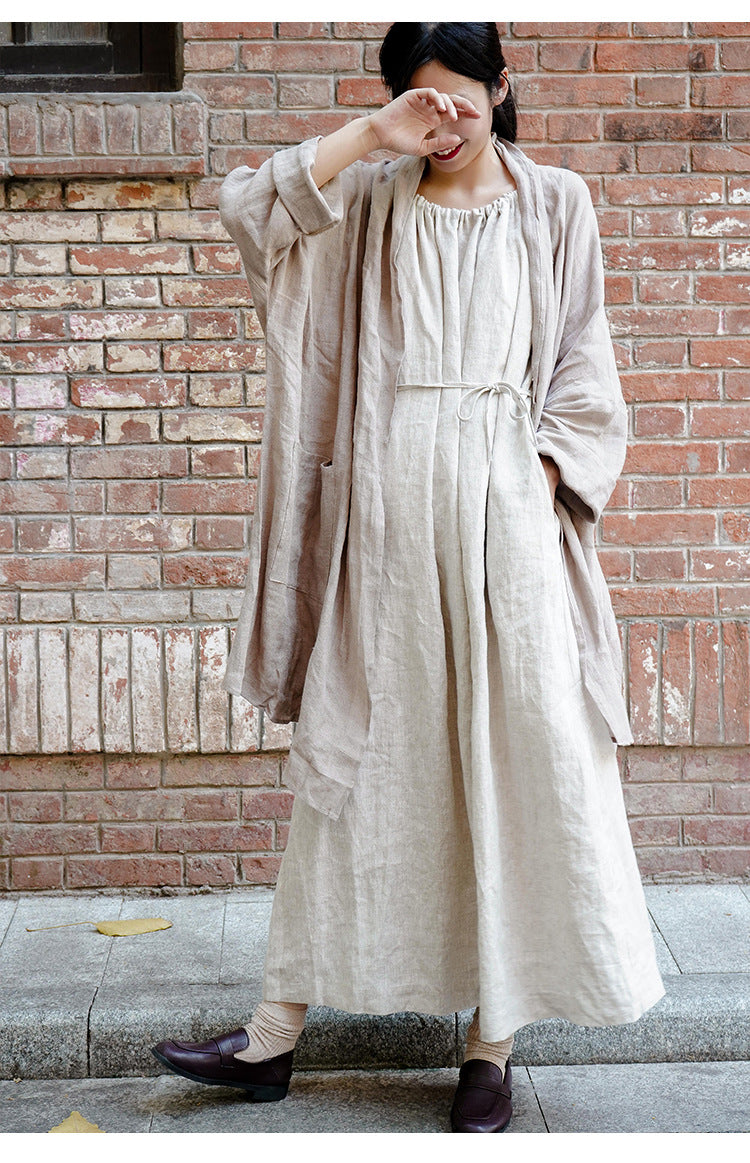 Minimal Basic Slip Natural Linen Home Dress!  Comfortable Linen Dress Summer loungewear 2305