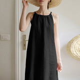 Minimal Basic Slip Natural Linen Home Dress!  Comfortable Linen Dress Summer loungewear 2305