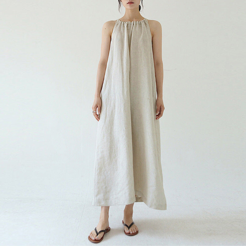 Minimal Basic Slip Natural Linen Home Dress!  Comfortable Linen Dress Summer loungewear 2305