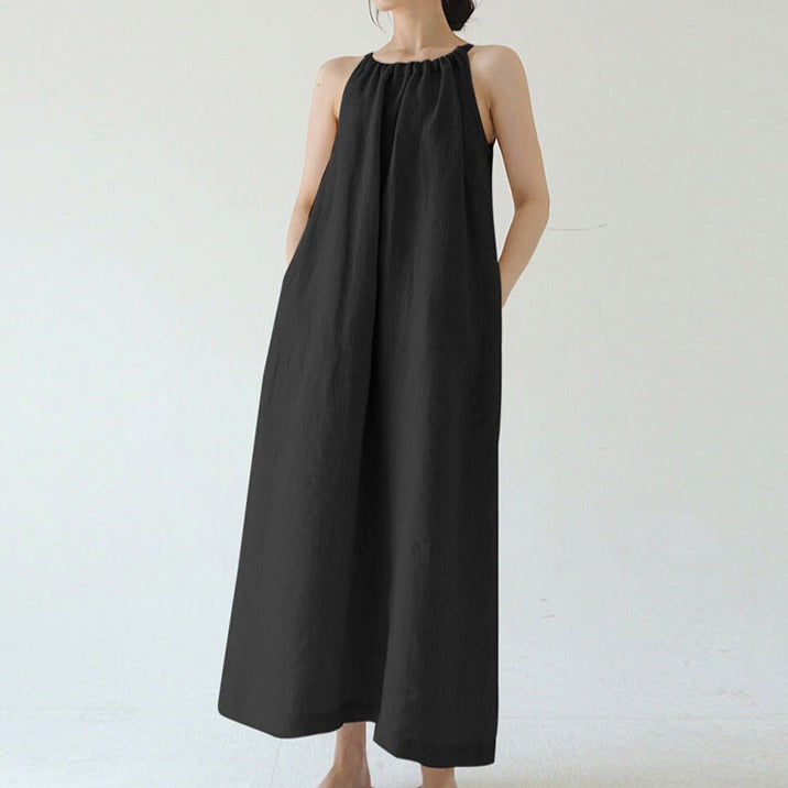 Minimal Basic Slip Natural Linen Home Dress!  Comfortable Linen Dress Summer loungewear 2305