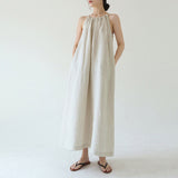 Minimal Basic Slip Natural Linen Home Dress!  Comfortable Linen Dress Summer loungewear 2305