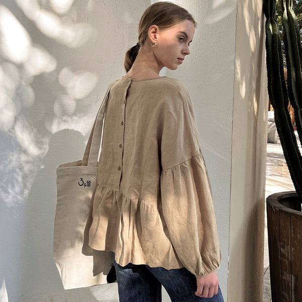 Natural Pure Linen Loose Fitting Cover Shirt Women's Top Blouse! Casual Cover Blouse 2306