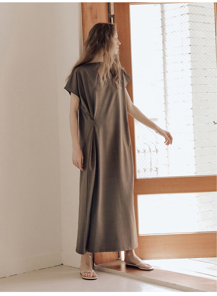 Loose Fitting Casual Basic Solid Color Tee Dress!  Comfortable Minimal Shirt Dress loungewear 2305