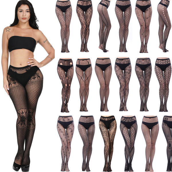 6 Pairs Sexy Black Quality Sheer Pantyhose Tights for Women with Fancy Pattern - KellyModa Store