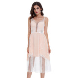 Pink Sweet Style Mesh Lace Slip Dress! Casual Dress Celebrity Fashion 2112 - KellyModa Store