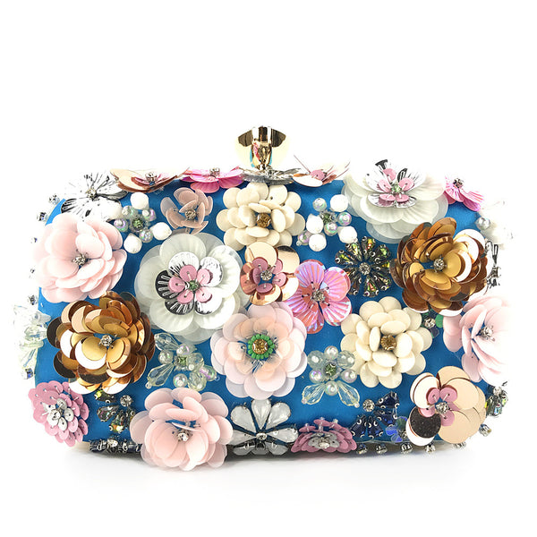 3D Sequins Flowers! Luxury Mini Size Phone Bag with Jewelry, Club Clutch Bag, Wedding Event handbag - KellyModa Store