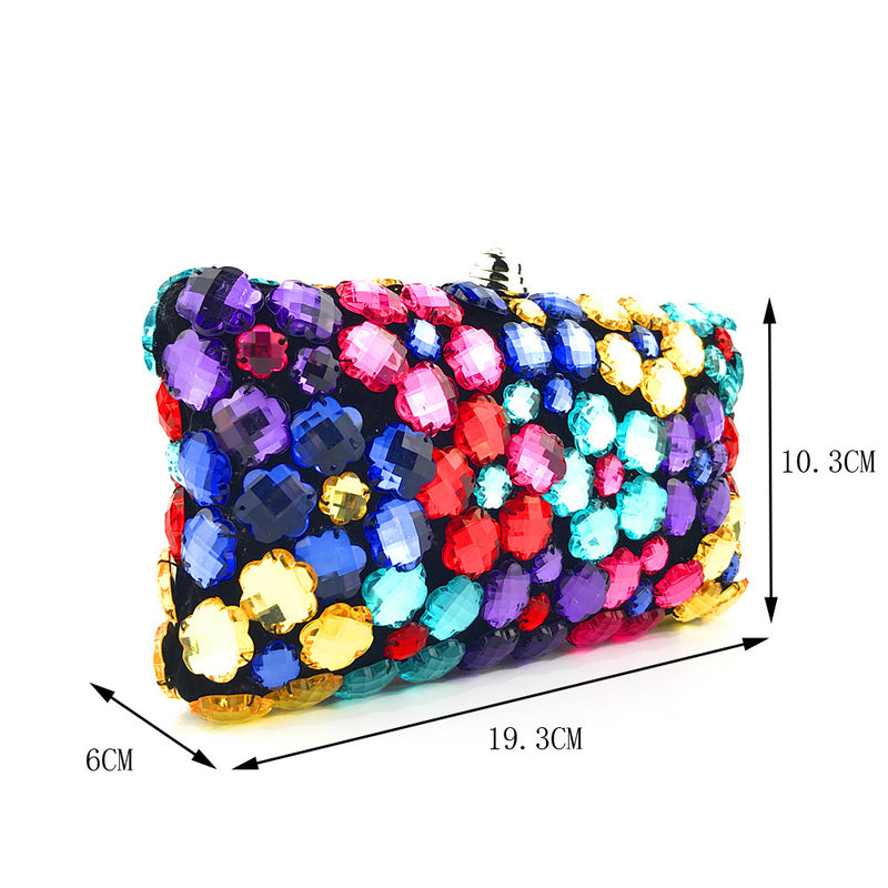 Big Color Gems! Luxury Mini Size Phone Bag with Jewelry, Club Clutch Bag, Wedding Event handbag - KellyModa Store