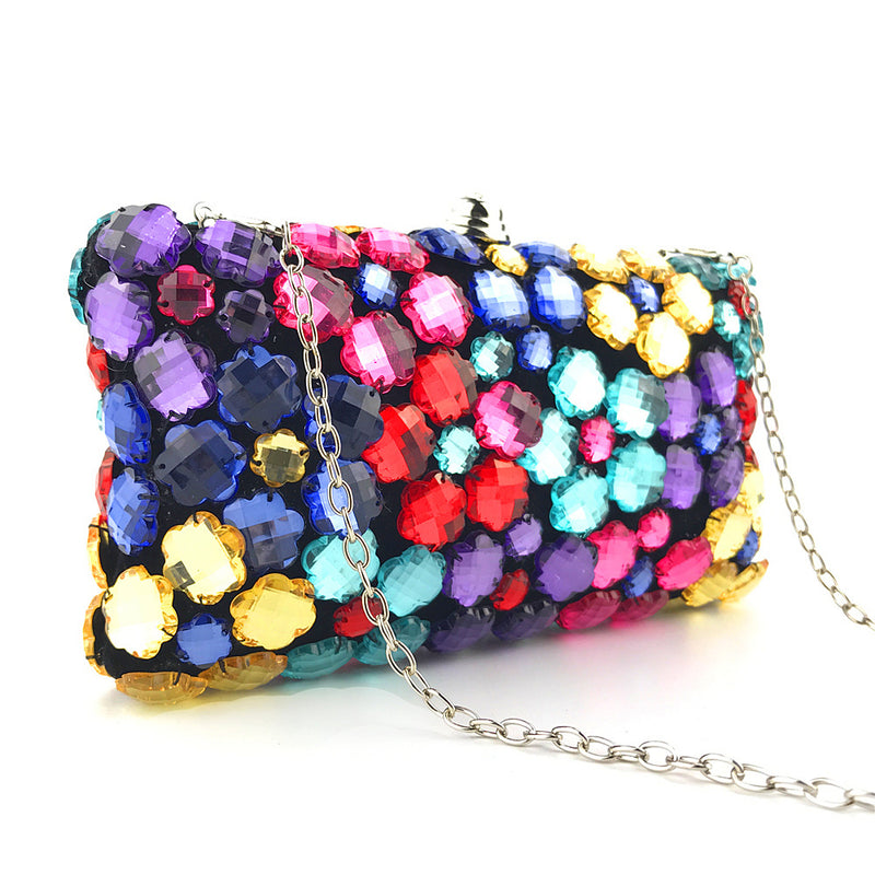 Big Color Gems! Luxury Mini Size Phone Bag with Jewelry, Club Clutch Bag, Wedding Event handbag - KellyModa Store