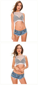 Heavily Ripped Low Waisted Denim Hot Shorts, Sexy Jeans Nightclub Wear, Hot Pants