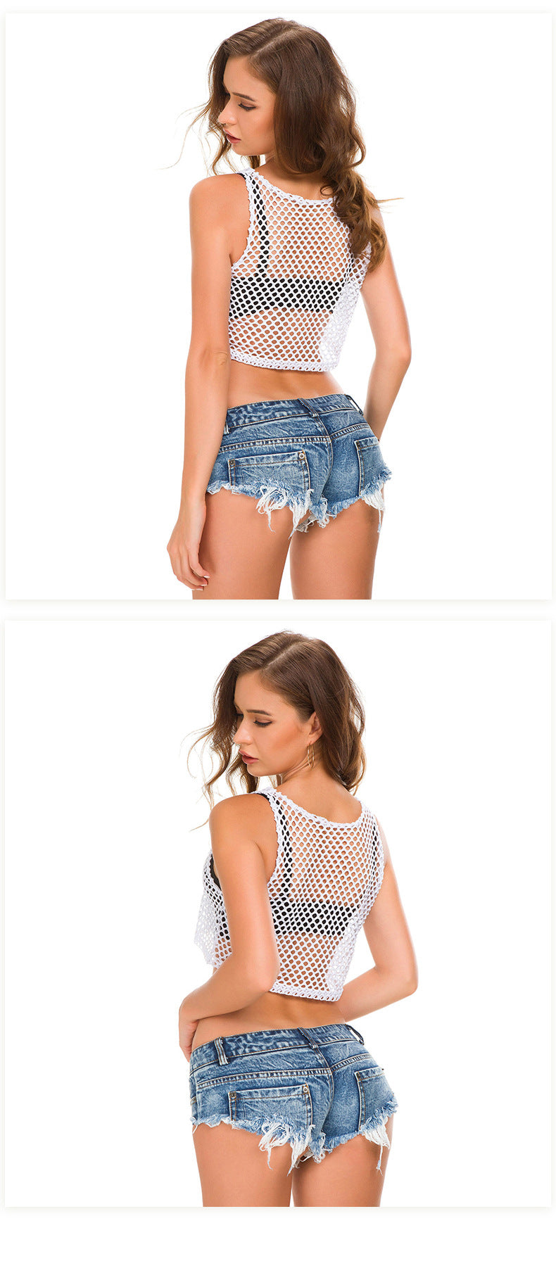 Heavily Ripped Low Waisted Denim Hot Shorts, Sexy Jeans Nightclub Wear, Hot Pants