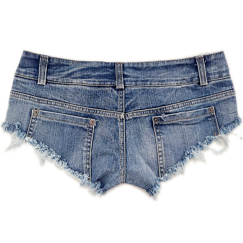 Heavily Ripped Low Waisted Denim Hot Shorts, Sexy Jeans Nightclub Wear, Hot Pants