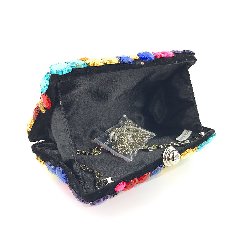 Big Color Gems! Luxury Mini Size Phone Bag with Jewelry, Club Clutch Bag, Wedding Event handbag - KellyModa Store