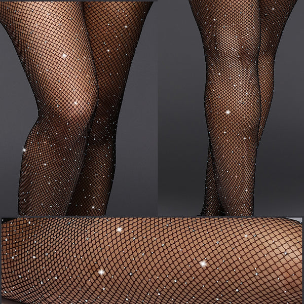 Blingbling Fishnet! 3 Pairs Shine Fishnet Mesh Pantyhose Tights with Rhinestones, Clubwear - KellyModa Store