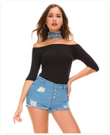 Back Zipper High Waisted Denim Hot Shorts, Sexy Jeans Nightclub Wear, Hot Pants