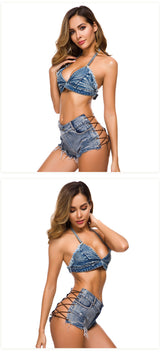 Daring Back Lace Up Middle Waisted Denim Hot Shorts, Sexy Jeans Women Jeans, Femme Bottoms, Hot Pants