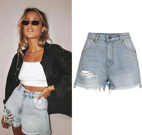 Distressed! Blue Ripped Jeans Shorts, Denim Shorts, Bottoms, Women Jeans, Femme Bottoms, Hot Pants - KellyModa Store