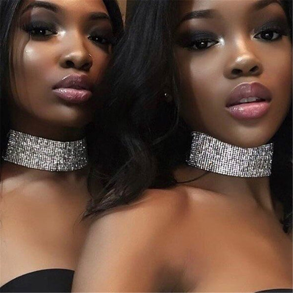 Blingbling Choker Necklace Tie, Eyecatching ClubWear Show Fashion for Women