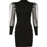 Slim Fitting Sexy Hip Dress with See Through Mesh Sleeves! Night Club Dress Celebrity Fashion 2111 - KellyModa Store