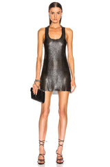 Black Silver Sexy Backless Cut Out Tank Dress with Sequins Fabric, Shining Clubwear - KellyModa Store