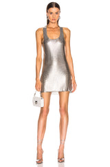 Black Silver Sexy Backless Cut Out Tank Dress with Sequins Fabric, Shining Clubwear - KellyModa Store