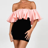 Pink Ruffled Sexy Strapless Bodycon Dress ! Night Club Hot Dress Celebrity Fashion 2112 - KellyModa Store