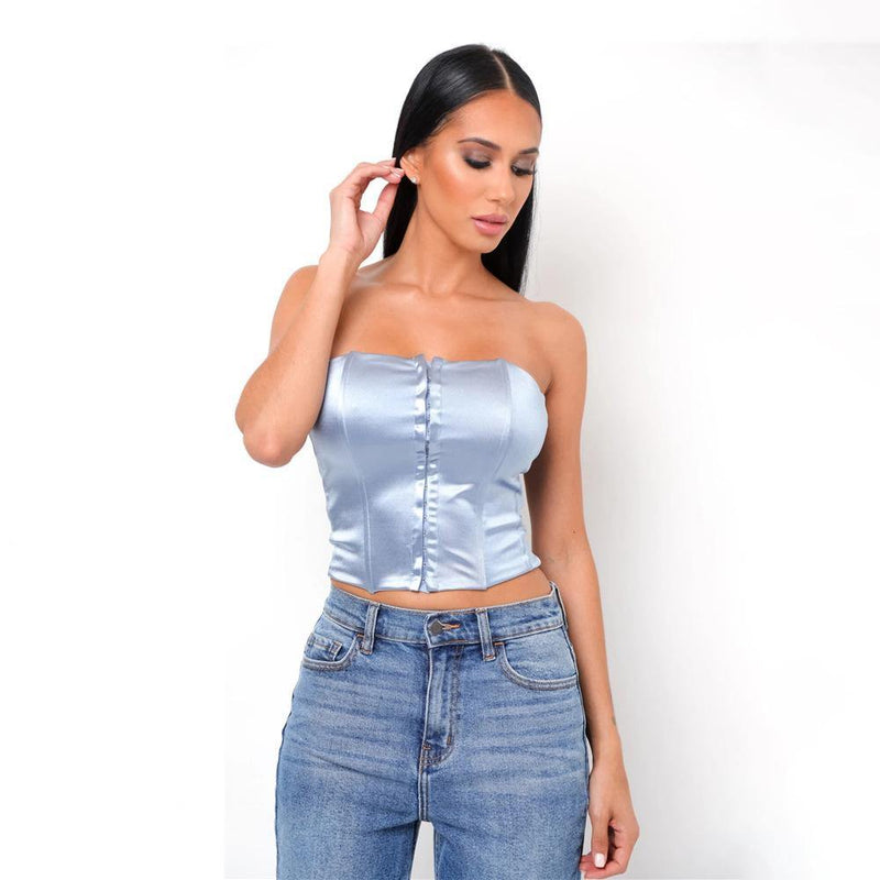 Simply Sexy Strapless Crop Top 2 Colors! Sleeveless Sexy Small Cropped Top Celebrity Fashion 2111 - KellyModa Store