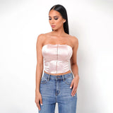 Simply Sexy Strapless Crop Top 2 Colors! Sleeveless Sexy Small Cropped Top Celebrity Fashion 2111 - KellyModa Store