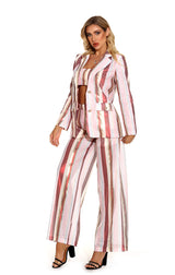 Shining Chic Loose Fitting Striped Blazer, Crop Top and Pants 3-Piece Set! High Street Fashion Trendy 2112 - KellyModa Store