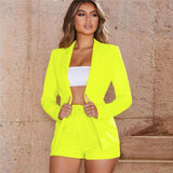 Macoroon Color Blazer Top and Shorts 2-piece Set! Sexy Blazer Celebrity Fashion 2111 - KellyModa Store