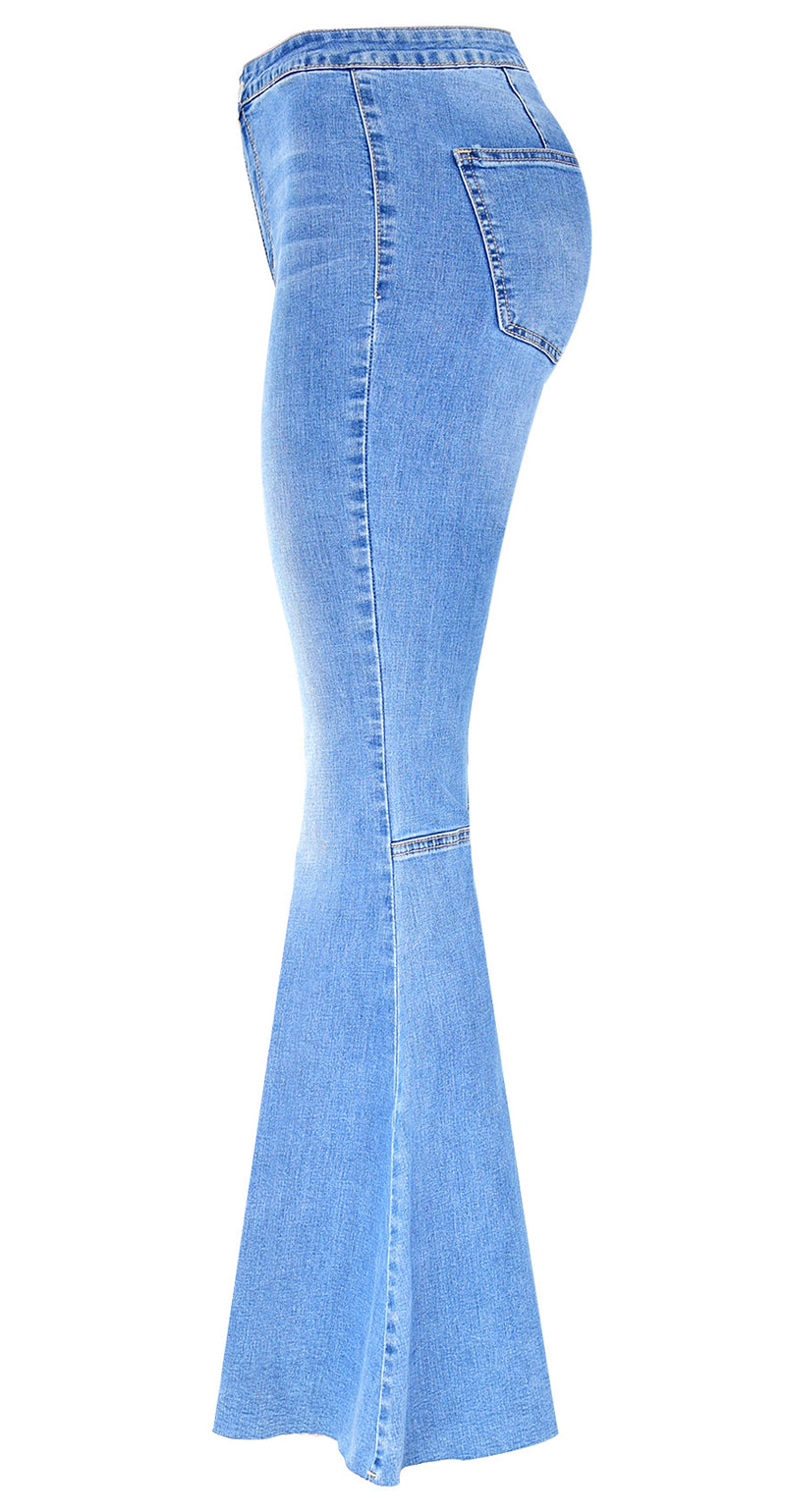 Retro exaggerated Flared Blue! Women Jeans, Denim, Bell bottom Women Jeans, Femme Bottoms, Bell Bottom - KellyModa Store