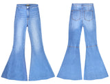 Retro exaggerated Flared Blue! Women Jeans, Denim, Bell bottom Women Jeans, Femme Bottoms, Bell Bottom - KellyModa Store