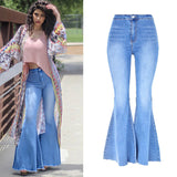 Retro exaggerated Flared Blue! Women Jeans, Denim, Bell bottom Women Jeans, Femme Bottoms, Bell Bottom - KellyModa Store