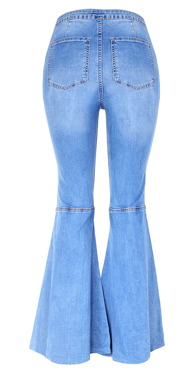 Retro exaggerated Flared Blue! Women Jeans, Denim, Bell bottom Women Jeans, Femme Bottoms, Bell Bottom - KellyModa Store