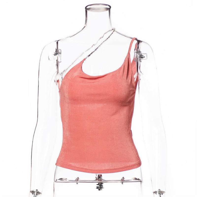 Sexy Slip Crop Top with Metal Chain Strap! Trendy Sexy Small Tank Top Celebrity Fashion 2111 - KellyModa Store