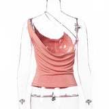 Sexy Slip Crop Top with Metal Chain Strap! Trendy Sexy Small Tank Top Celebrity Fashion 2111 - KellyModa Store