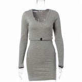 Sexy Slim Fitting Rib Knitted Stretch Low Cut Dress! Night Club Dress Celebrity Fashion 2111 - KellyModa Store